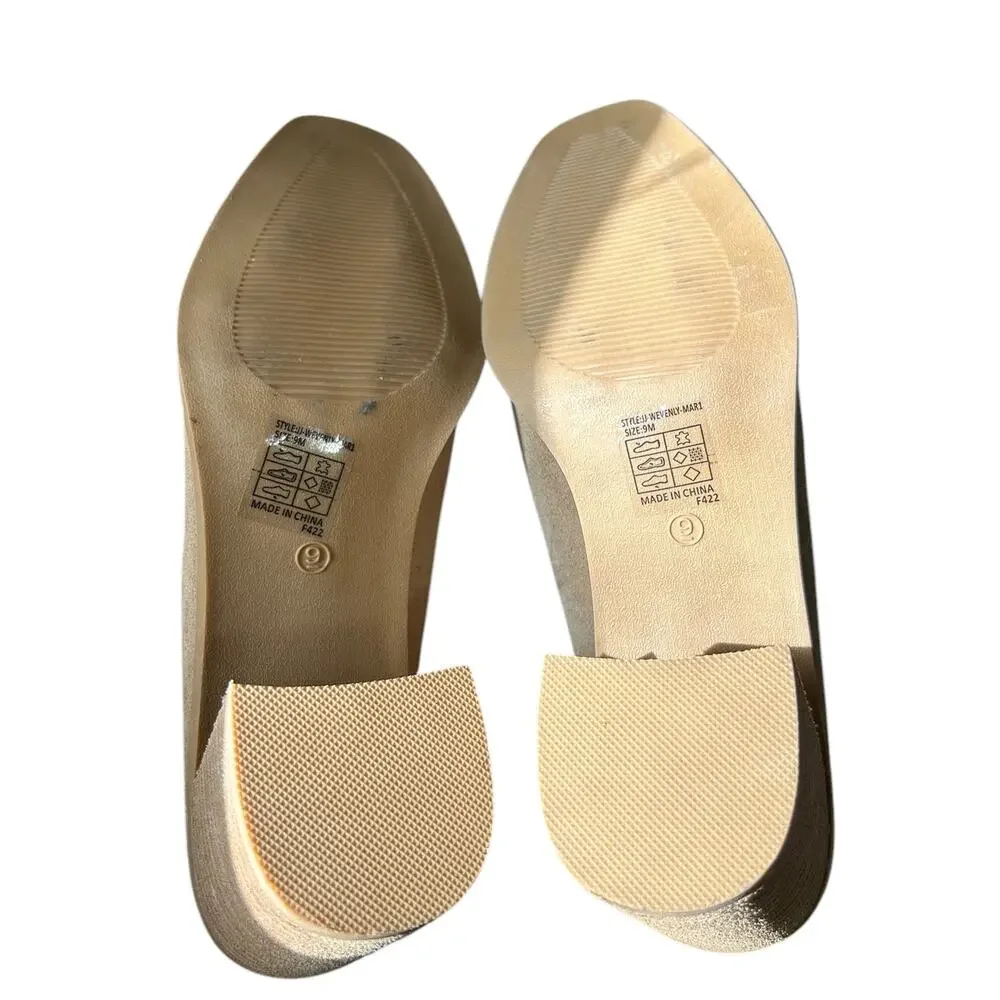Joie‎ Wevenly Suede Block Heel Loafers Tan Minimalist Square Toe Slip-On Shoes